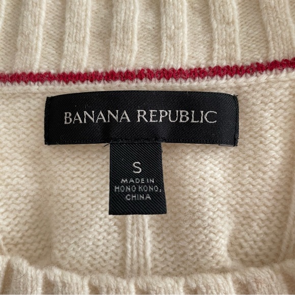 Banana Republic Merino Wool Cable Knit Sweater Cream Size Small oversized - Picture 4 of 8